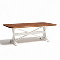 Tavolo da pranzo rettangolare in legno con base bianca 180 x 90 x 75cm