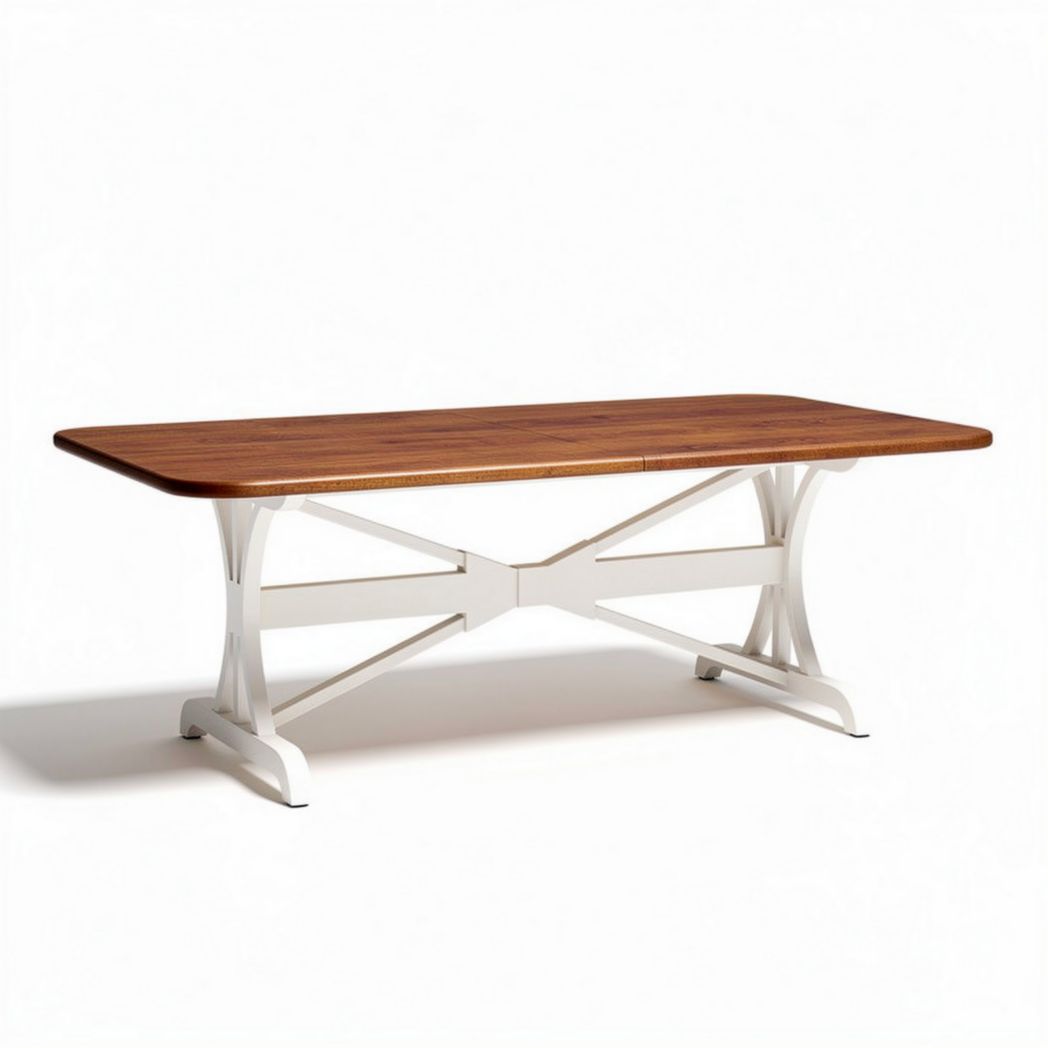 Tavolo da pranzo rettangolare in legno con base bianca 180 x 90 x 75cm