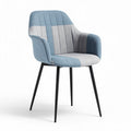 Sedia moderna imbottita in tessuto grigio e blu con gambe nere 55 x 55 x 80cm