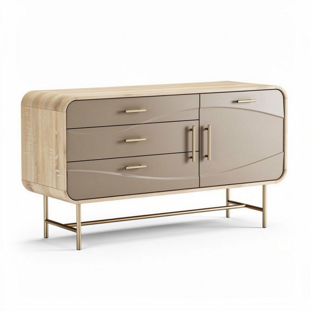 Credenza in legno e melaminico con 4 cassetti dimensioni 120 x 50 x 80cm