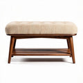 Pouf in legno con imbottitura tessile color beige 80 x 40 x 45cm