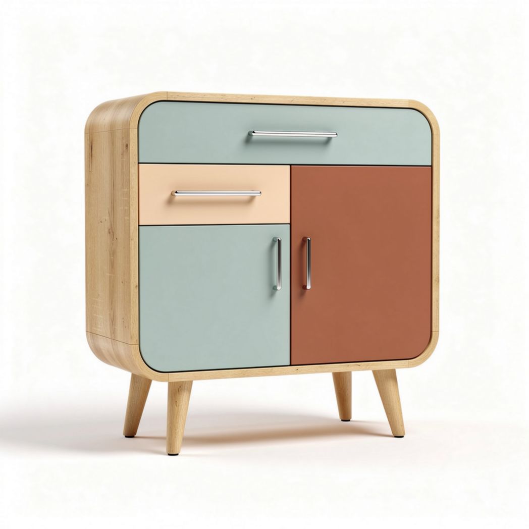 Madia in legno con ante colorate 70 x 40 x 75cm per soggiorno