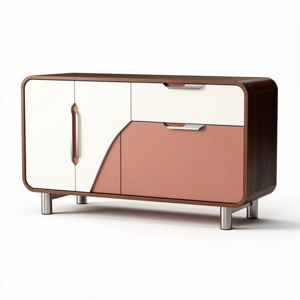 Mobiletto in legno con ante bianche e colore rosa dimensioni 80 x 40 x 50cm