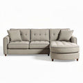 Divano angolare in tessuto grigio con pouf dimensioni 200 x 90 x 85cm