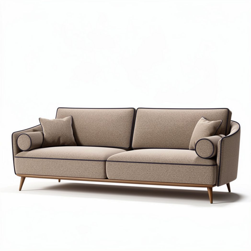 Divano in tessuto grigio con cuscini in stile moderno 200 x 90 x 85cm