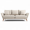 Divano moderno in tessuto beige con cuscini e struttura in legno 200 x 85 x 85cm